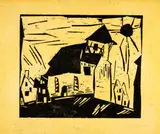 Lyonel Feininger, Kirche in Vollersroda, 1919, Woodcut on yellow Japan paper