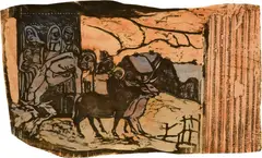 Paul Gauguin, Le calvaire breton, 1898/1899, Woodcut, hand-coloured, on Japan paper