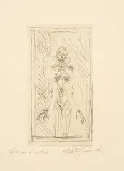 Alberto Giacometti, Femme nue de face à mi-corps, 1954/1955, Etching on laid paper