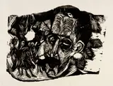 Ernst Ludwig Kirchner, Kopf Dr. Ludwig Binswanger mit Kindern, 1918, Woodcut on heavy wove paper