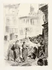 Edouard Manet, La barricade, 1871, Lithograph on chine collé on wove paper