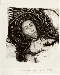 Odilon Redon, Saint Antoine - Antoine fait le signe de la croix et se remet en prière, 1905-1910, Indian ink lightly reworked with charcoal on strong wove paper, with watermark "MILL 1901"