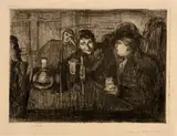 Edvard Munch, Kristiania-Boheme I - Kristiania Bohemians I, 1895, Etching and drypoint on sturdy beige wove paper