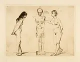 Edvard Munch, Die Frauen und das Gerippe - The Women and the Skeleton, 1896, Drypoint on wove paper