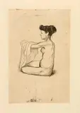 Edvard Munch, Weib, das Nachtkleid anziehend - Woman Putting on her Nightgown, 1896, Etching and drypoint on sturdy yellowish wove paper
