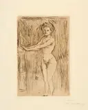Edvard Munch, Modell, seine Hände wärmend - Model Warming her Hands, 1896, Etching on sturdy yellowish wove paper