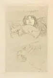 Edvard Munch, Junge Frau und das Porträt des Künstlers - Young Woman and Portrait of the Artist, 1896, Etching on Lemercier paper