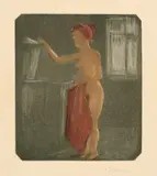 Edvard Munch, Stehender Akt im Innenraum - Nude Standing in an Interior, 1896, Mezzotint and drypoint on Arches laid paper with watermark