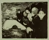 Edvard Munch, Am Totenbett - By the Deathbed, 1896, Lithograph on greenish-grey laid paper, with watermark 'MBM'