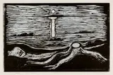 Edvard Munch, Meereslandschaft - Mystical Shore, 1897, Woodcut on china paper