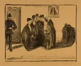 Edvard Munch, Der Dank an die Gesellschaft - Farewell after the Party, 1898-1899, Lithograph on firm brown paper