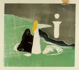 Edvard Munch, Frauen am Meeresufer - Two Women on the Shore, 1898, Colour woodcut with hand-colouring in coloured pencil on thin cream-coloured Japan laid paper