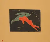 Edvard Munch, Begegnung im Weltall, 1898-1899, Colour woodcut on sturdy brownish wove paper