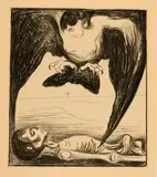 Edvard Munch, Harpyie - Harpy, 1899, Lithograph on cream-coloured wove paper, mounted on sturdy brown cardboard