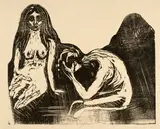 Edvard Munch, Mann und Frau - Man and Woman, 1899, Woodcut on beige wove paper
