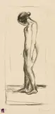 Edvard Munch, Trauernder Akt - Weeping Nude, 1908-1909, Lithograph on Japan paper