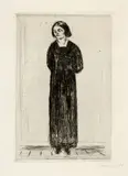 Edvard Munch, Frau im dunklen Kleid - Young Woman in Dark Dress, 1913, Drypoint on heavy copperplate paper
