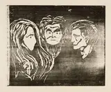 Edvard Munch, Drei Gesichter. Tragödie - Three Faces. Tragedy, 1913, Woodcut on heavy wove paper