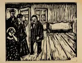 Edvard Munch, Trauerbesuch - The Smell of Death, 1915, Woodcut on greyish wove paper