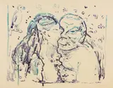 Edvard Munch, Burlesque Couple, 1906-1907, Colour hectograph on wove paper