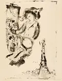 Marc Chagall, Le peintre sur Paris, 1957, Lithograph on Arches wove paper, with watermark