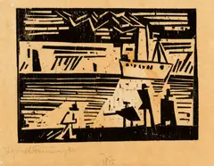 Lyonel Feininger, Dampfer Odin, 1918, Holzschnitt auf dünnem Japanbütten