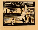 Lyonel Feininger, Dampfer Odin, 1918, Holzschnitt auf dünnem Japanbütten