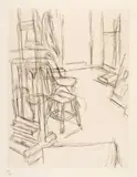 Alberto Giacometti, L'Atelier au chevalet, Autumn 1965, Etching on BFK wove paper with watermark