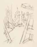Alberto Giacometti, L'Atelier (partie gauche du diptyque), 1964, Etching on Arches wove paper, with watermark