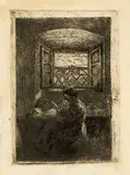 Giovanni Giacometti, Mamma alla culla - Mutter und Kind an der Wiege sitzend, 1898-1900, Etching on wove paper