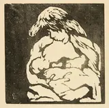 Giovanni Giacometti, Mutter und Kind II - Annetta und Bruno, 1911, Woodcut in black on yellowish imitation Japan paper