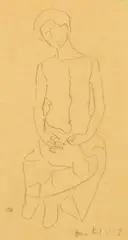 Ferdinand Hodler, Studie zu "Heilige Stunde", 1906-1911, Pencil on translucent paper