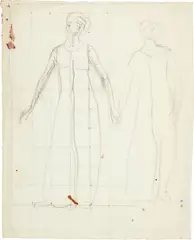 Ferdinand Hodler, Studie zu "Blick ins Unendliche", 1913, Pencil on wove paper, one figure squared