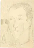 Ernst Ludwig Kirchner, Kopf Erna mit Frauenfigur, 1938, Pencil drawing on firm, cream-coloured sketchbook paper