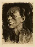 Käthe Kollwitz, Arbeiterfrau mit dem Ohrring, Before the end of September 1910, Line etching, emery and vernis mou on copperplate paper