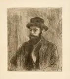 Camille Pissarro, Portrait de Jeanne Pissarro. - Portrait de Lucien Pissarro, Circa 1895, Lithograph on thin wove paper and etching on laid paper