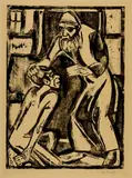 Christian Rohlfs, Rückkehr des verlorenen Sohnes, 1916, Woodcut on grey-green wove paper