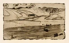 Armand Seguin, La pêche, 1893, Etching on cream Arches laid paper, with watermark
