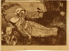 Armand Seguin, La primavera (Femme couchée), 1894/1895, Zincograph on cream imitation Japan paper
