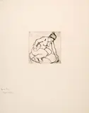 Suzanne Valadon, Catherine accroupie. - Catherine nue se coiffant. - Catherine s'épongeant, 1895 (2) and 1908, Vernis mou on BFK RIVES wove paper with watermark. – Vernis mou on laid paper with watermark "L'Ecolier / C & F". – Vernis mou and drypoint on wove paper