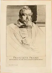 Anton van Dyck, Franciscus Franck, Circa 1630, Etching on laid paper with watermark "Wappen von Amsterdam"