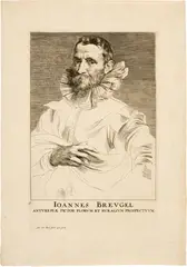 Anton van Dyck, Ioannes Breugel, Maler in Antwerp, Circa 1630, Etching on laid paper with watermark "Lilie im Kreis"