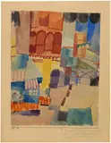 Paul Klee, Vor einer Moschee in Tunis, 1914 - work number 1914.204, Watercolour and pencil on copperplate paper, mounted on cardboard