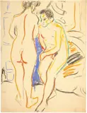 Ernst Ludwig Kirchner, Paar im Atelier, 1908, Pastel on wove paper