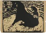 Zirkusreiterin – Artistin auf schwarzem Pony by Ernst Ludwig Kirchner, 1909, Woodcut on firm, grey laid paper, offered Sep 2024