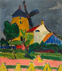 Ernst Ludwig Kirchner, Windmühle (Die Windmühle bei Moritzburg), 1910, Oil on canvas. In original frame
