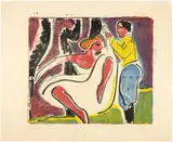 Ernst Ludwig Kirchner, Russisches Tänzerpaar, 1909, Colour lithograph, printed from the same stone in four passes in black (drawing), pink, yellow and blue on wove paper