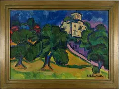 Ernst Ludwig Kirchner, Villa im Park (Villa bei der Waldschlösschenbrauerei in Dresden) (recto) - Lehmgrube bei Dresden (verso), 1911, Oil on canvas