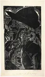 Alter bärtiger Älpler in schwarzem Hut - Kaspar Cadiepolt by Ernst Ludwig Kirchner, 1919, Woodcut on Japan, offered Sep 2024
