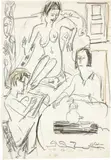 Junger Künstler zeichnend (Atelierszene) by Ernst Ludwig Kirchner, 1925, Chalk, partly lightly washed on firm wove paper, offered Sep 2024